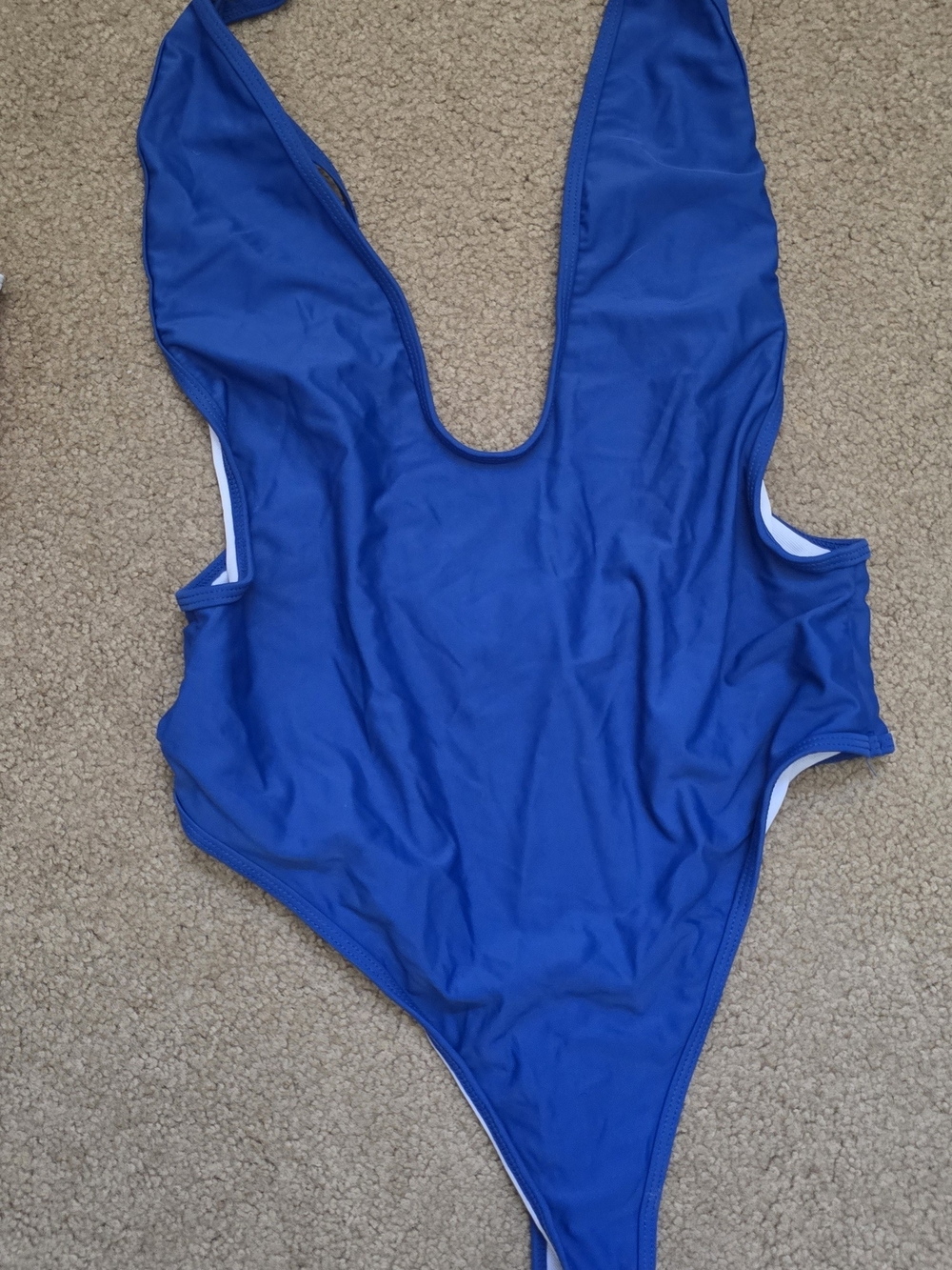 Blue One-Piece Swimsuit High Wasted Thong